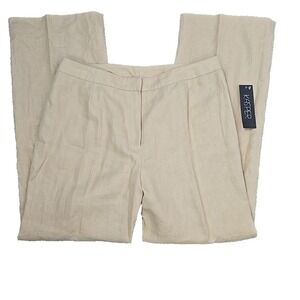 Kasper Khaki 100% Linen Fully Lined Pants Women's 12 New